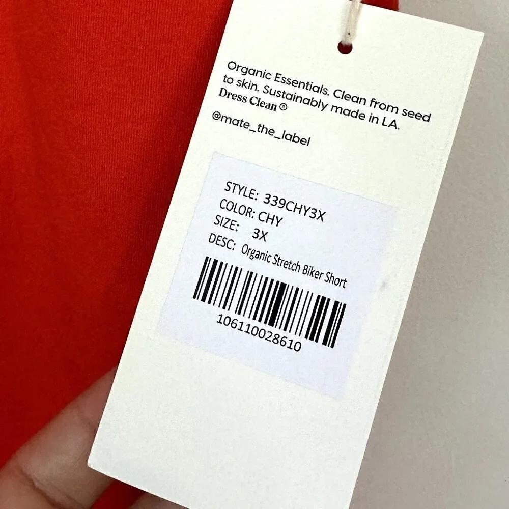 NWT MATE the Label Red Organic Stretch Biker Short - Size 3X